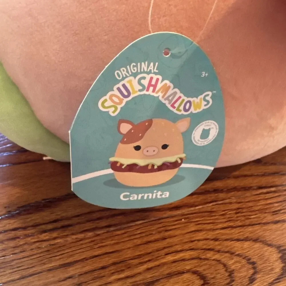 New Squishmallows Carnita Girl Pig BBQ Pulled Pork Sandwich Stuffy Plush Toy NWT